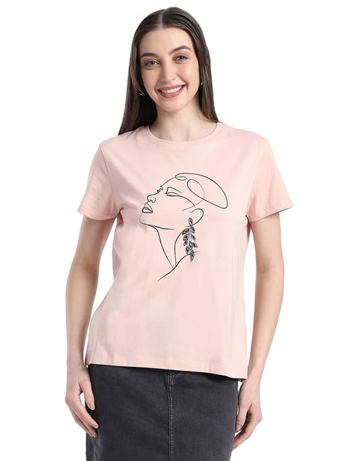 R&B Light Pink Cotton Printed T-Shirt-picture-31