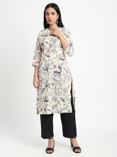 R&B Light Beige Cotton Printed Kurta-picture-37
