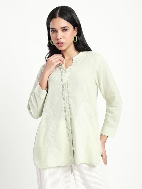 R&B Light Green Viscose Short Kurti-picture-39