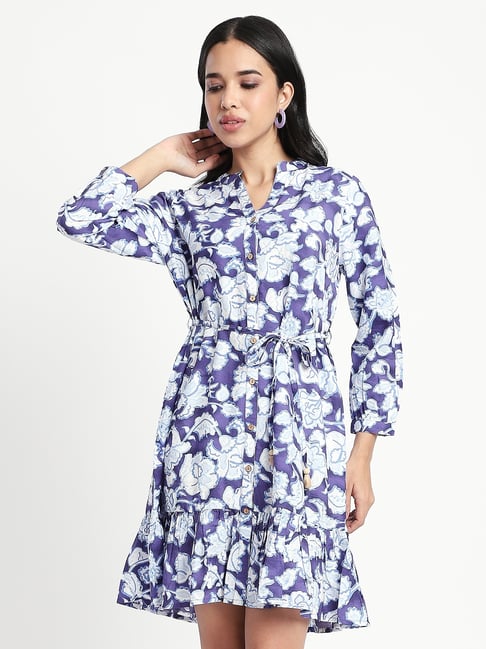 R&B Purple Polyester Printed A-Line Dress-picture-36
