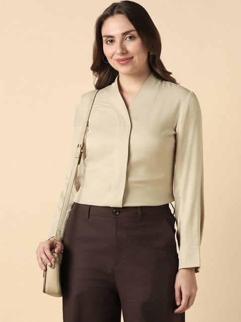 Allen Solly Beige Regular Fit Shirt