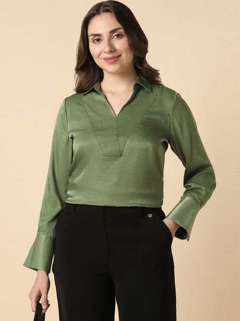Allen Solly Green Regular Fit Top