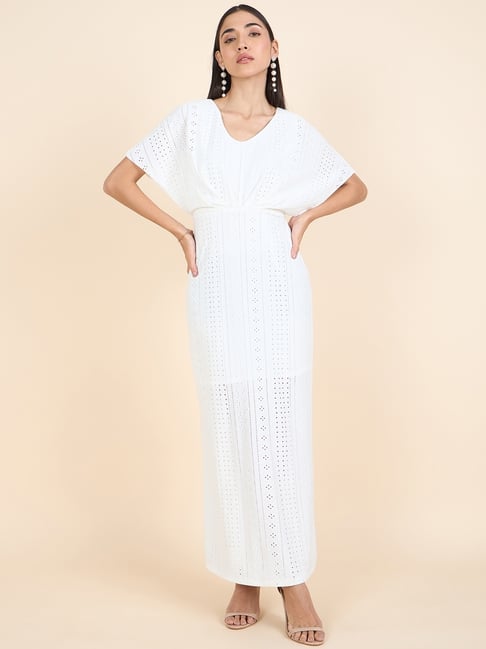 Gipsy Cream Embroidered Fit And Flare Dress-image-41