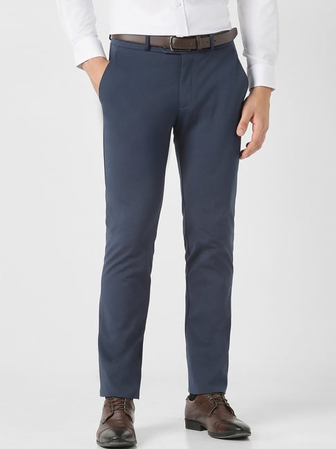 Peter England Navy Slim Fit Trousers-picture-24