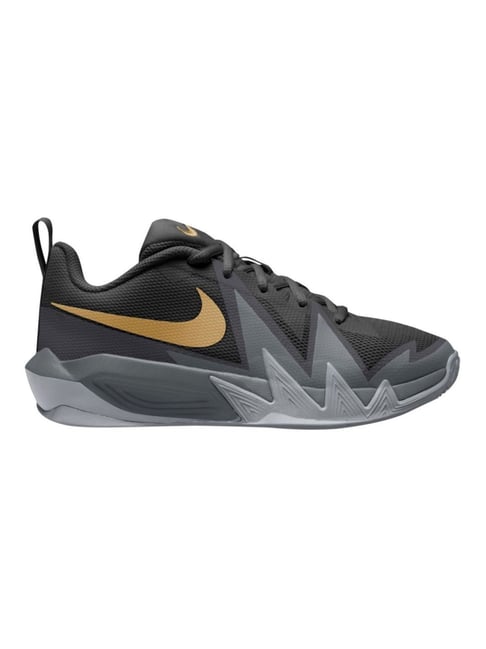 Nike Kids S.T. DYNAMITE (GS) Black & Metallic Gold Wolf Grey Smoke Grey Basketball Shoes