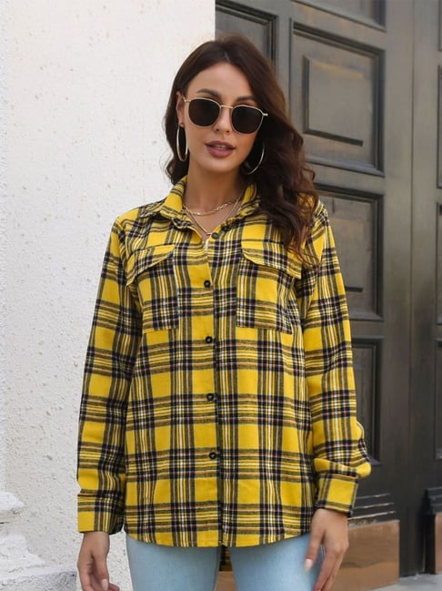 Oh Rare Yellow Tartan Checked Regular Fit Shirt-picture-48