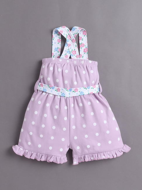 Bumzee Girls Lavender Cotton Regular Fit Printed Jumpsuit