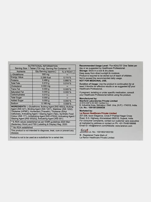 Thiotres L-Glutathione Tablets 500 mg