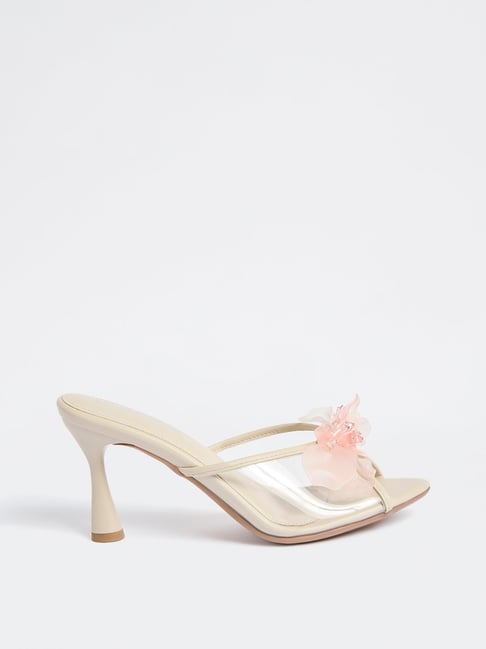 LUNA BLU by Westside Ivory Floral-Detailed Heel Sandals