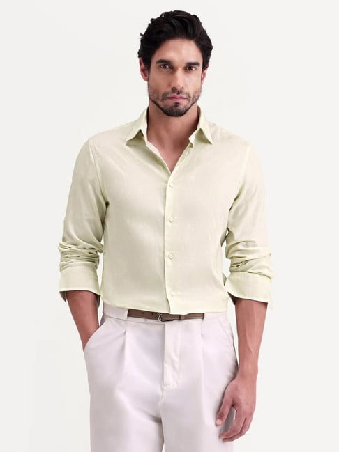 Rare Rabbit Green Regular Fit Woven Design Shirt-picture-14