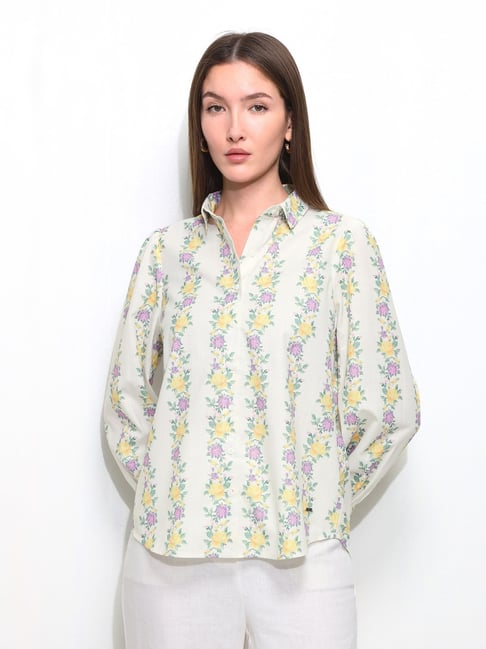 U.S. Polo Assn. White Polyester Floral Print Shirt-picture-44