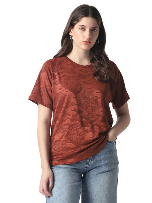 Van Heusen Brown Polyester Printed T-Shirt-picture-28