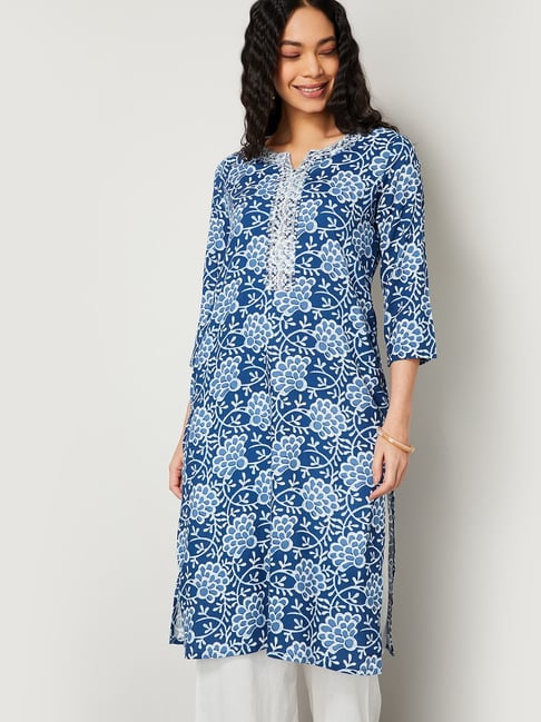 Melange By Lifestyle Blue Regular Fit Printed Kurta-picture-26