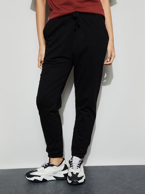Fame Forever By Lifestyle Black Cotton Regular Fit Joggers