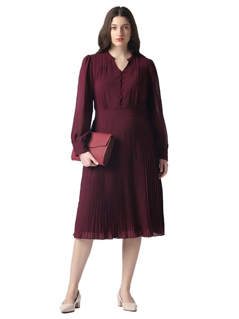 princess polly baby blue dress Maeve Corset Midi Dress in Burgundy - Elegant Evening Wear