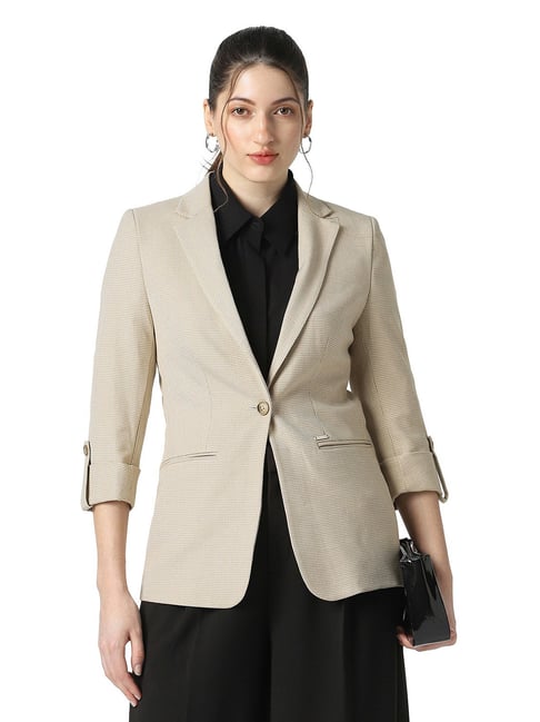 Van Heusen Beige Checked Blazer-picture-43