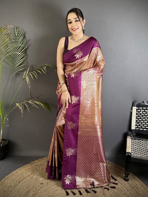 Elora Wine Silk Zari Work Saree-picture-16