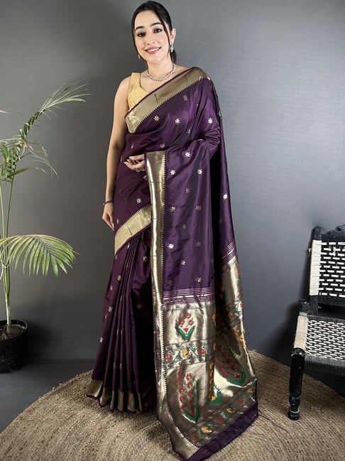 Elora Wine Silk Zari Work Saree-picture-12