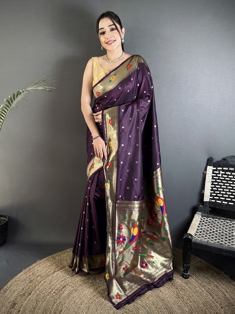 Elora Wine Silk Woven Design Saree-picture-11