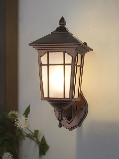 FOS LIGHTING Brown Mild Steel Mini Transitional Geometric Profile Outdoor Wall Sconce