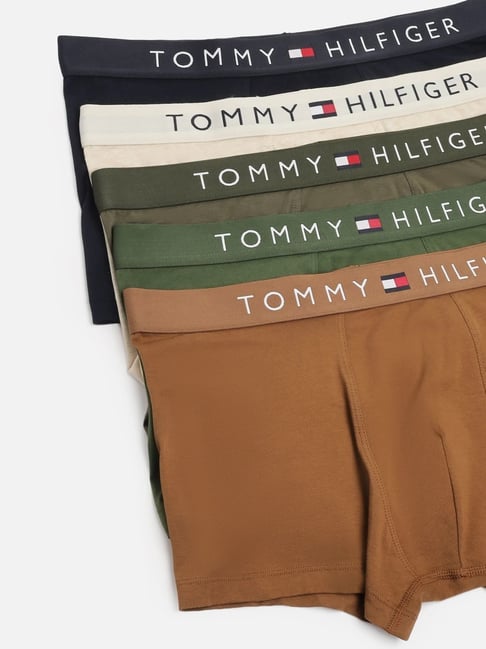 TOMMY HILFIGER Olive Regular Fit Low Rise Trunks- Pack Of 5-image-21