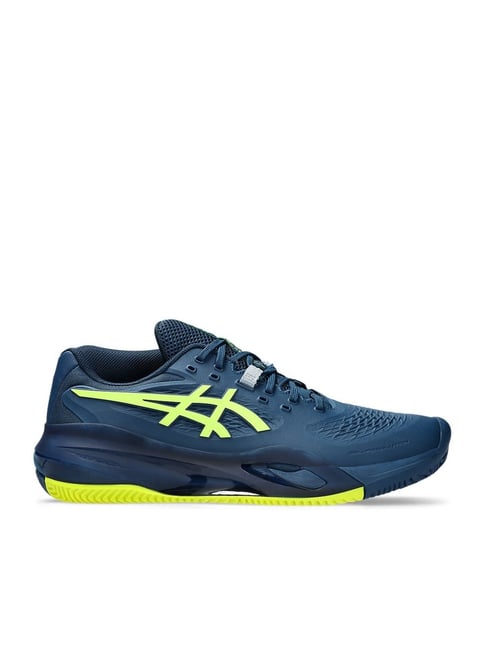 Asics Men's GEL-RESOLUTION X CLAY Mako Blue & Safety Yellow Tennis Shoes-image-46