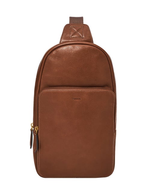 Fossil Brown Finn Medium Leather Cross Body Bag