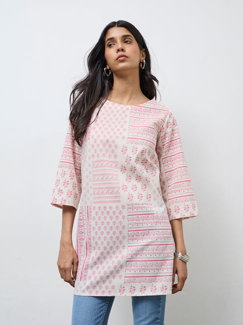 Utsa by Westside Off-White Printed Cotton A-Line Kurta-picture-46