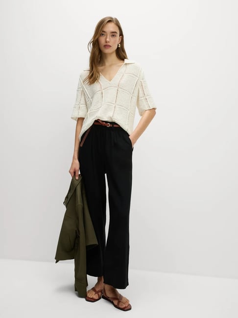 Marks & Spencer Linen Rich Wide Leg Cropped Trousers-picture-10