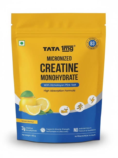 Tata 1mg Micronized Creatine Monohydrate High Absorption Formula Powder Lemon - 312 gm