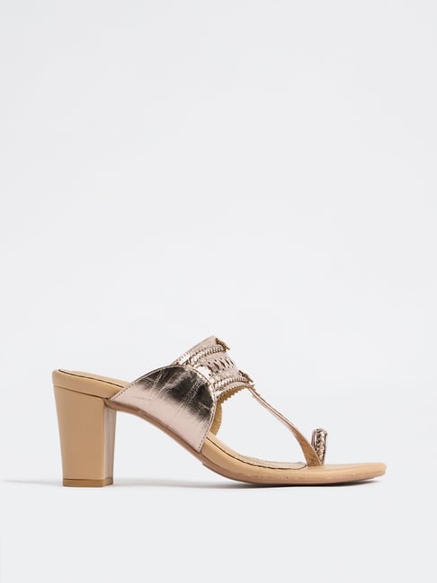 LUNA BLU by Westside Rose Gold Kolhapuri Heel Sandals