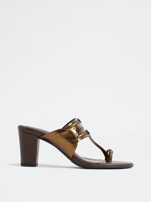 LUNA BLU by Westside Bronze Kolhapuri Heel Sandals