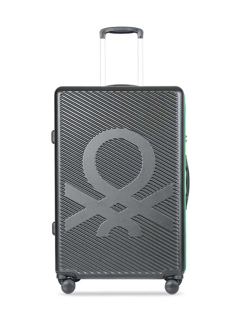 United Colors of Benetton Black & Green Glide Pro Striped Large Checked Luggage-picture-12