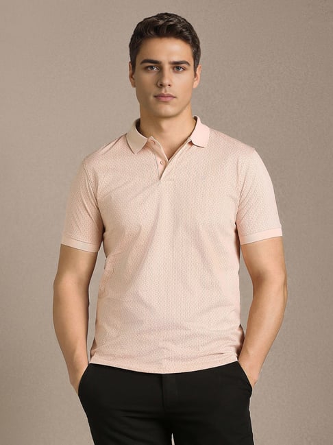 Louis Philippe Pink Regular Fit Geometric Polo T-Shirt-picture-10