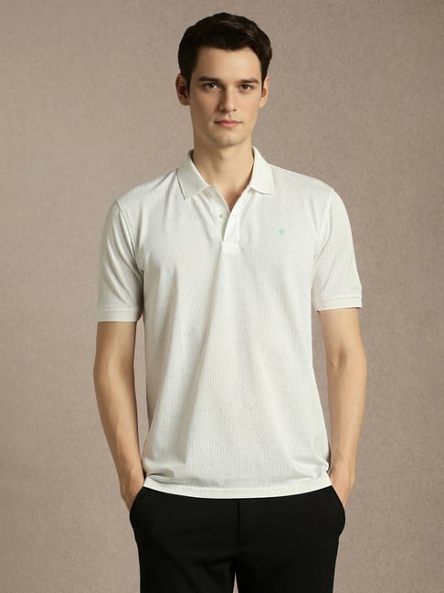 Louis Philippe White Regular Fit Printed Polo T-Shirt-picture-12