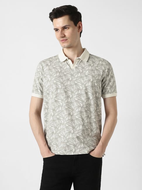 Peter England Grey Regular Fit Printed Polo T-Shirt-picture-48