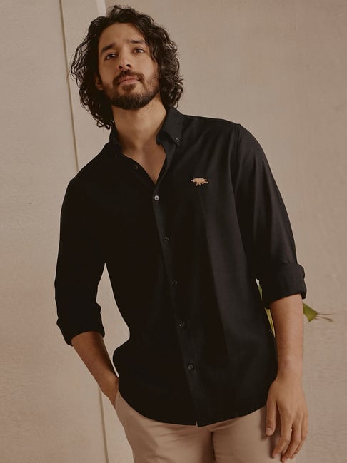 Andamen Black Solid Slim Shirt-picture-43