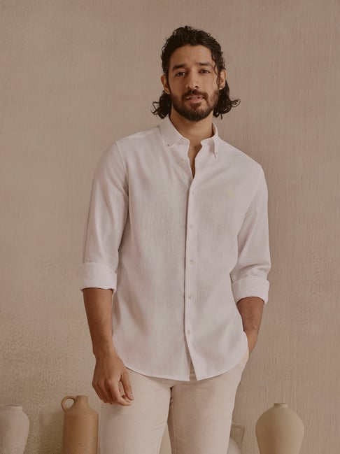 Andamen White Solid Slim Shirt-picture-11