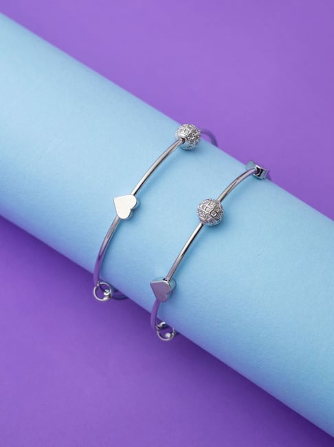 Jewelz Silver Bangles for Women Set of 2
