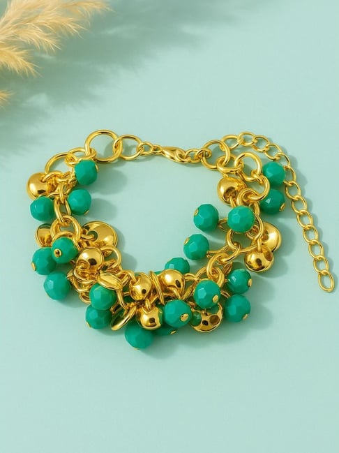 Jewelz Gold-Tone Plated Green Bracelet for Women