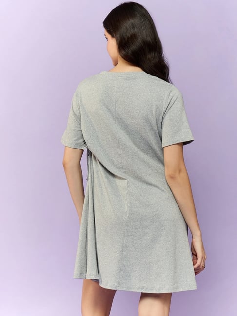 Outzidr Grey Polyester Shift Dress
