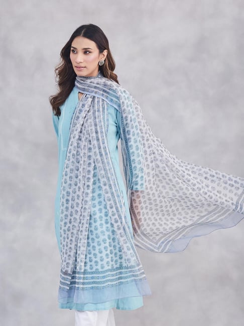 Fabindia Off White Printed Dupatta-picture-34
