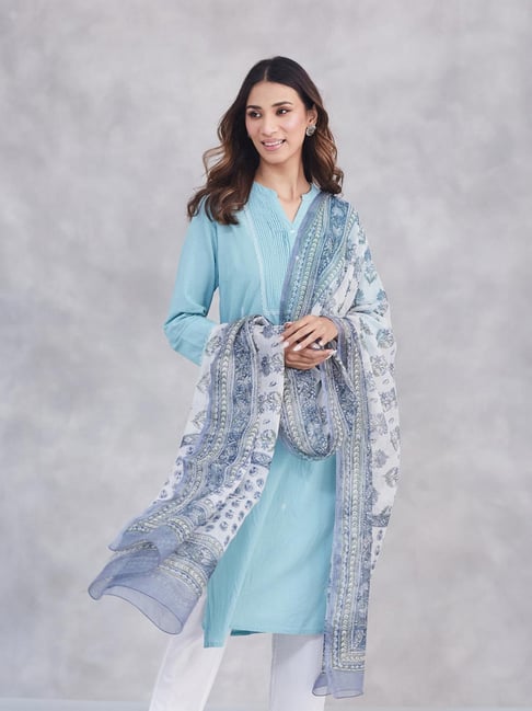 Fabindia Off White Printed Dupatta-picture-22