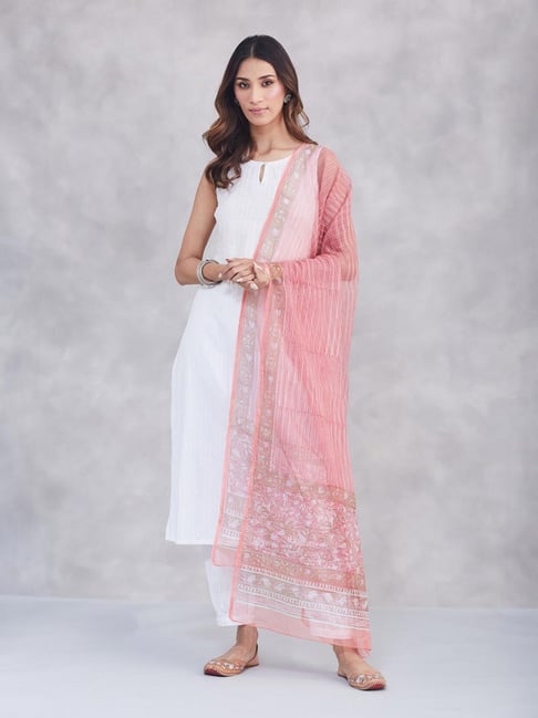Fabindia Pink Printed Dupatta-picture-32