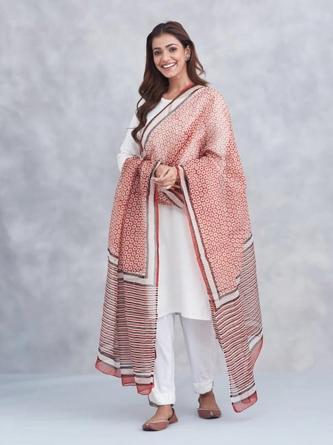 Fabindia Red Printed Dupatta-picture-14