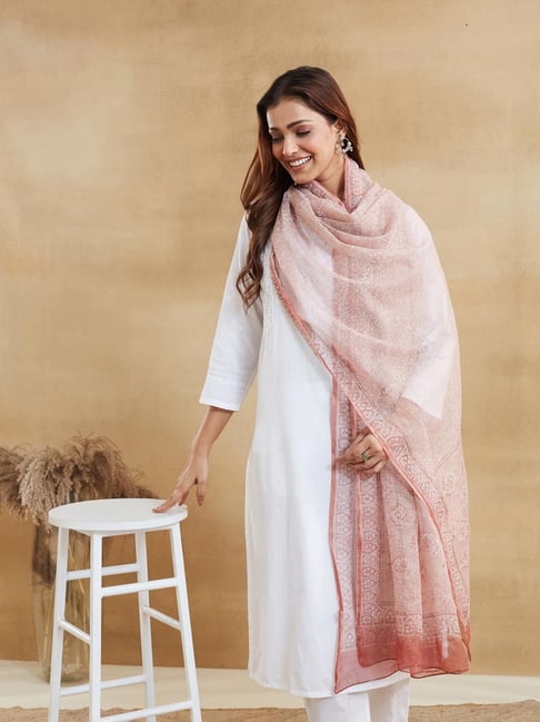 Fabindia Brown Printed Dupatta-picture-36