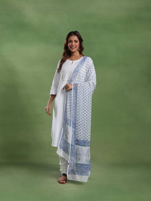 Fabindia Off White Printed Dupatta-picture-39