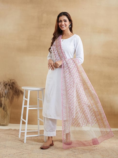 Fabindia Yellow Printed Dupatta-picture-14