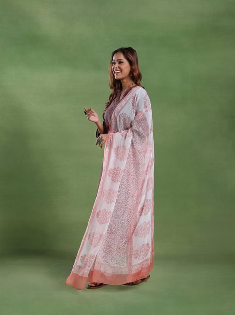 Fabindia Peach Printed Dupatta-picture-13