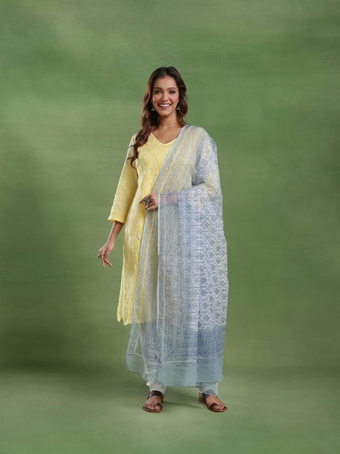 Fabindia Off White Printed Dupatta-picture-48